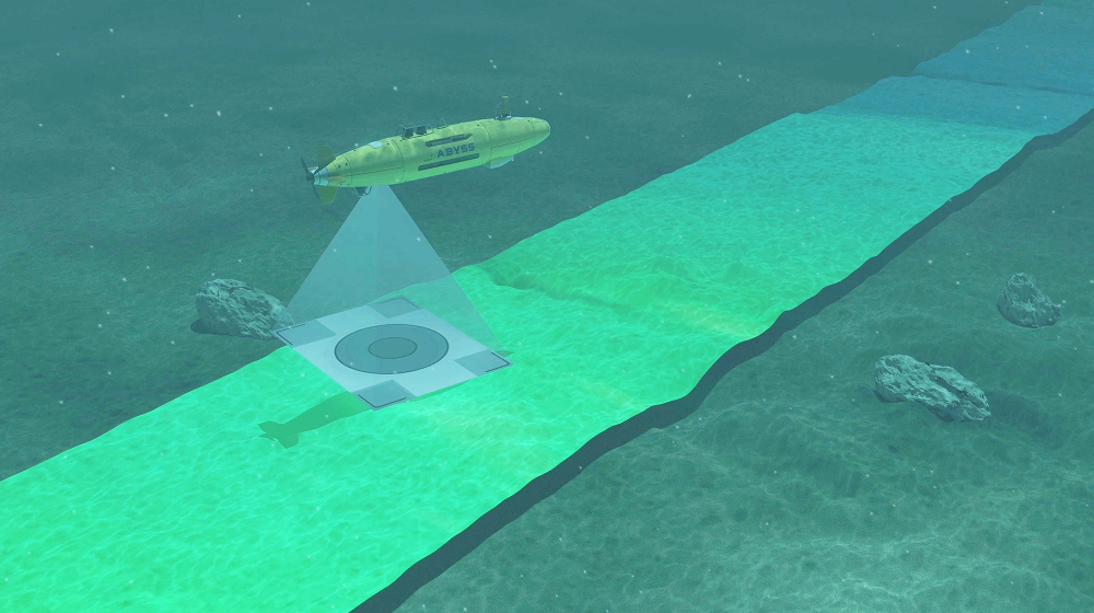 An image of a AUV scanning an environment